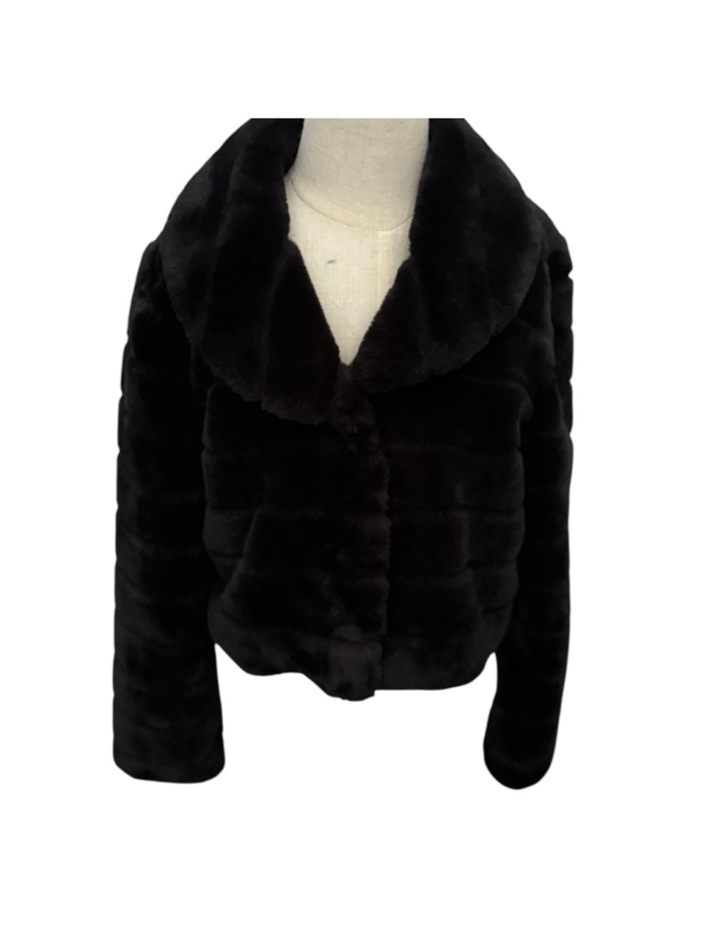 Janie and Jack Girls Faux Fur Jacket Black Dress Coat Size 7 8 - Picture 2 of 6